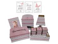 Kit Higiene Mdf Princesa Rose Decoração Quarto Menina