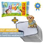 Kit Higiene Pet com 9 Tapetes Higiênicos Absorventes Médios + 1 Lenço Umedecido Turma da Alegria