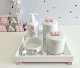 Kit Higiene Porcelana Bebê Banho Cuidado Quarto Menina K014 Borboleta