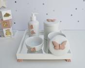 Kit Higiene Porcelana Bebê Banho Cuidado Quarto Menina K014 Borboleta