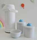 Kit Higiene Porcelana K022 Azul Menino Bebê Moderno Maternidade Bancada Cômoda Térmica