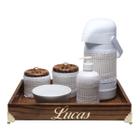 Kit Higiene Provençal Dourado Com Nome Bege Quarto Bebê