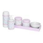 Kit Higiene Slim Rosa Garrafa Pequena Capa Jardim Rosa Quarto Bebê Meninasa