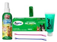 Kit Higiênico Dental Pet Cães e Gatos Creme 2 Escovas e 1 Dedeira