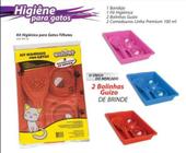 Kit Higiênico Para Gato Pet Bandeja Pá Comedouro + 2 guizo