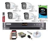 Kit Hikvision 4 Cam Colorvu Hilook Fullhd Dvr 4ch Hd 1 Tera