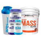 KIT Hipercalórico - Big Size Mass 6kg + BCAA 100g + Premium Creatina 100g + Glutamin 250g + Coqueteleira - BRN Foods