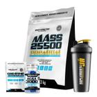 Kit Hipercalórico Mass 25500 3kg 34g de proteínas com 3g de creatina + BCAA 3000 Aminoacidos Rapida Absorção + Creatine Monohydrate - 90g Refil - Body Nutry