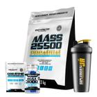 Kit Hipercalórico Mass 25500 3kg 34g de proteínas com 3g de creatina + BCAA 3000 Aminoacidos Rapida Absorção + Creatine Monohydrate - 90g Refil - Body Nutry