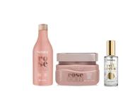 Kit Hobety Rose Gold Shampoo+Máscara+Finalizador Oil Reflecta