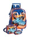 Kit Hot Wheels Mochila Costas Rodas Lancheira Estojo - Azul