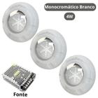 Kit Iluminação Branco Piscina 24M 3 Leds Com Fonte Luxpool