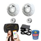 Kit Iluminação Piscina 16m² 2 Led 4w + Smart Lux + Disp 50mm - Zizi Piscinas