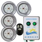 Kit Iluminação Piscina 4 Leds 9w RGB Inox e Comando 60w - Hidralux