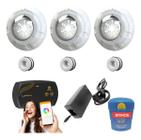 Kit Iluminação Piscina 48m² 3 Leds 9w + Smart Lux+ Disp 50mm - Zizi Piscinas