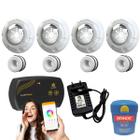 Kit Iluminação Piscina 48m² 4 Leds 6w + Disp 50mm + Smartlux - Zizi Piscinas