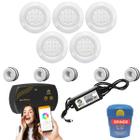 Kit Iluminação Piscina 50mm 100m² 5 Led 9w, Smart Lux, Fonte - Zizi Piscinas