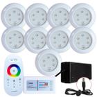 Kit Iluminação Piscina 9 Refletores Led 9w RGB ABS e Comando