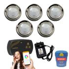 Kit Iluminação Piscina Até 65m² - 5 Leds Inox 6w + SmartLux