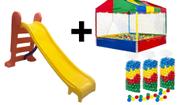 KIT INFANTIL 1 ESCORREGADOR MÉDIO 3 degraus AMARELO+ 1 PISCINA DE BOLINHAS 2,00 X 2,00 SUPER RESISTENTE acompanha 300 bolas cortesia - Valentina Brinquedos