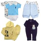 Kit Infantil 7 Peças Body Gola Polo Conjunto Soft E Short