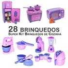 Kit Infantil Batedeira Geladeira Fogão Microondas Panela 28P - Zuca Toys