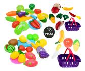 Kit Infantil Brinquedo Cozinha Comidinha Frutas E Legumes Feirinha Hortifruti + Cestinha