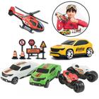 Kit Infantil Carrinhos De Brinquedo Helicóptero Motos E Acessórios - Brinquedos Faz De Conta