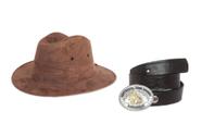 Kit Infantil Chapeu Camurça + Cinto Com Fivela Cowboy