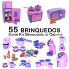 Kit Infantil Comida Geladeira Fogão Microondas Panela 55p - Zuca Toys