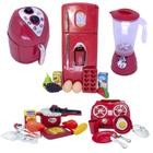 Kit Infantil Cozinha Chefe Geladeira Air Fryer Cooktop 26pç