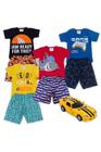 Kit Infantil Masc 9 Peças 4 Camisetas 4 Bermudas 1 Brinquedo