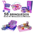 kit Infantil Mercado Caixa Carrinho Microondas Cestinha 58pç - Altimar