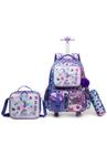 Kit Infantil Mochila De Rodinhas Menina Escolar Reforçada