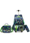 Kit Infantil Mochila De Rodinhas Menino Escolar Reforçado