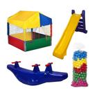 Kit Infantil Piscina 1x1, Escorregador Grande, Crocodilo e 500 Bolas Coloridas - Valentina Brinquedos