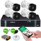 KIT Intelbras 4 Câmeras HD + DVR Intelbras 1104 + Acessórios + App Monitoramento + HD 500 GB