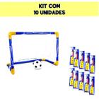 Kit Interativo de Futebol: Trave e Bola - Estimule a Coordenação Motora e Reflexo! Atacado com 10 Unidades. Brinquedo infantil 44x31cm