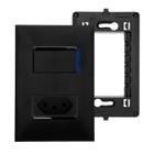 Kit Interruptor com LED e Tomada 20A Com Placa e Suporte Preto 4x2 Legrand PIAL Plus+