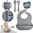 Kit Introdução Alimentar Silicone para bebê 6 Pçs Ventosa Blw Bpa Free