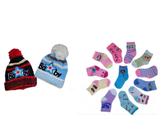 Kit Inverno Criança 2 Gorros Menino Ou Menina + 12 Meias