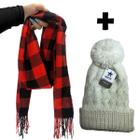 Kit Inverno Junino Completo Com Cachecol Xadrez E Touca Pompom Chic