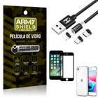Kit iPhone SE 2020 Cabo Magnético 2 Metros + Capinha + Película 3D - Armyshield