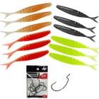 Kit Isca Artificial Softbass Monster 3x M Action Silicone + Anzol