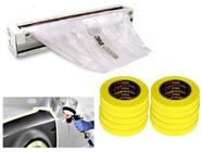 Kit Isolamentos Pintura Automotiva 4m X 80m + 10 Fitas Crepe Automotiva 3M Alta Performance 16mmx40