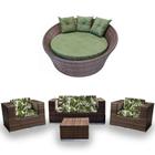 Kit Jardim de Inverno - Chaise Orbit Verde Bandeira+ Jogo Quadrado com Poltrona Sofá e Mesa Centro para Área Externa