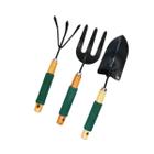 Kit Jardinagem 3 Peças Aço Madeira Emborrachada Horta Vasos - Troya Tools