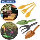 Kit Jardinagem Infantil Ferramentas Seguro Para Criança Compacto Resistente Reforçado Plastico 6 Peças Tramontina