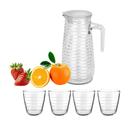 Kit Jarra 900ml Vidro E 4 Copos 250ml Cozinha Sucos Água