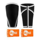 Kit Joelheira Neoprene 7mm Preta e Munhequeira Canelada Skyhill Laranja